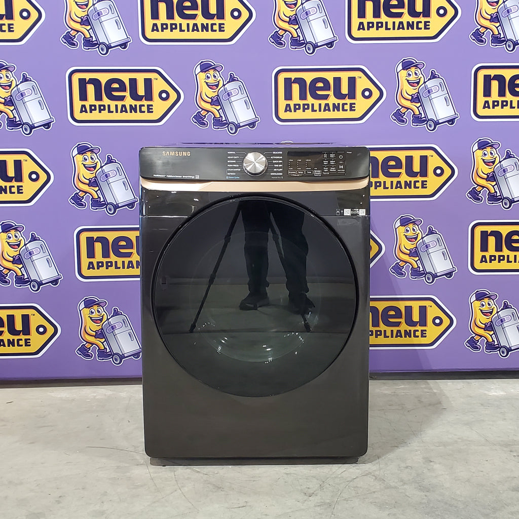 Pictures of Fingerprint Resistant Black Stainless Steel ENERGY STAR Samsung 7.5 cu. ft. Frontload Gas Dryer with Steam- Scratch & Dent - Moderate - Neu Appliance Outlet - Discount Appliance Outlet in Austin, Tx