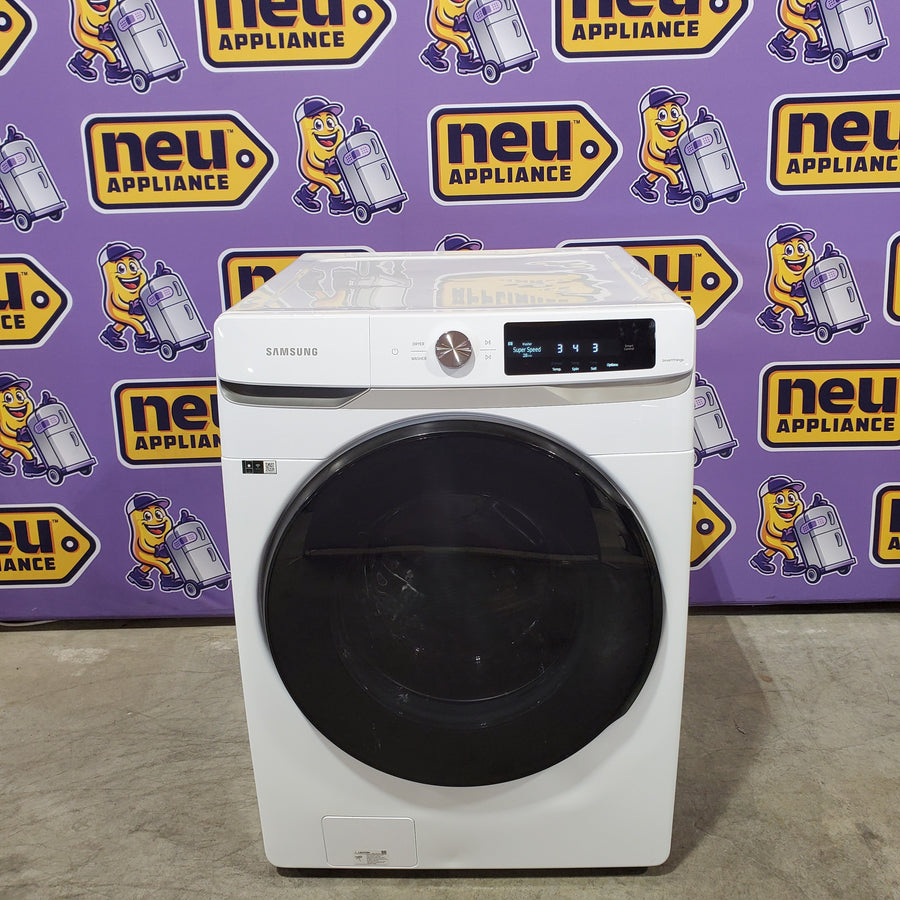 Samsung 4.5 Cu. Ft. High-Efficiency Smart Front Load Washer with AI Smart Dial WF45A6400AW - Scratch & Dent (Moderate) and Samsung 7.5 cu. ft. Vented Smart Stackable Electric Dryer with Super Speed Dry 16252 - DVE45A6400W - Scratch & Dent (Moderate)