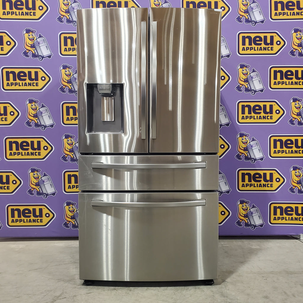 Pictures of Samsung 28-cu ft 4-Door ENERGY STAR Smart French Door Refrigerator with Ice Maker in Fingerprint Resistant Stainless Steel 4SD409 - RF28R7201SR - Scratch and Dent (Minor) - Neu Appliance Outlet - Discount Appliance Outlet in Austin, Tx
