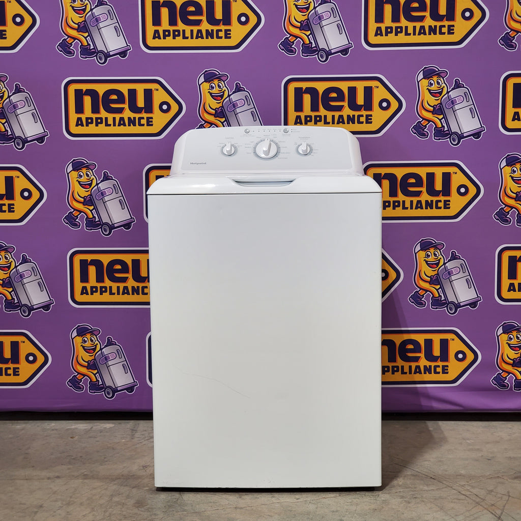 Pictures of Hotpoint Top Load 3.8 Cu. Ft. Washer with Stainless Steel Basket and Heavy Duty Agitator HTW240ASKWS and Hotpoint Electric Vented 6.2 Cu. Ft. Dryer with Aluminized Alloy Drum HTX24EASKWS - Certified Refurbished - Neu Appliance Outlet - Discount Appliance Outlet in Austin, Tx