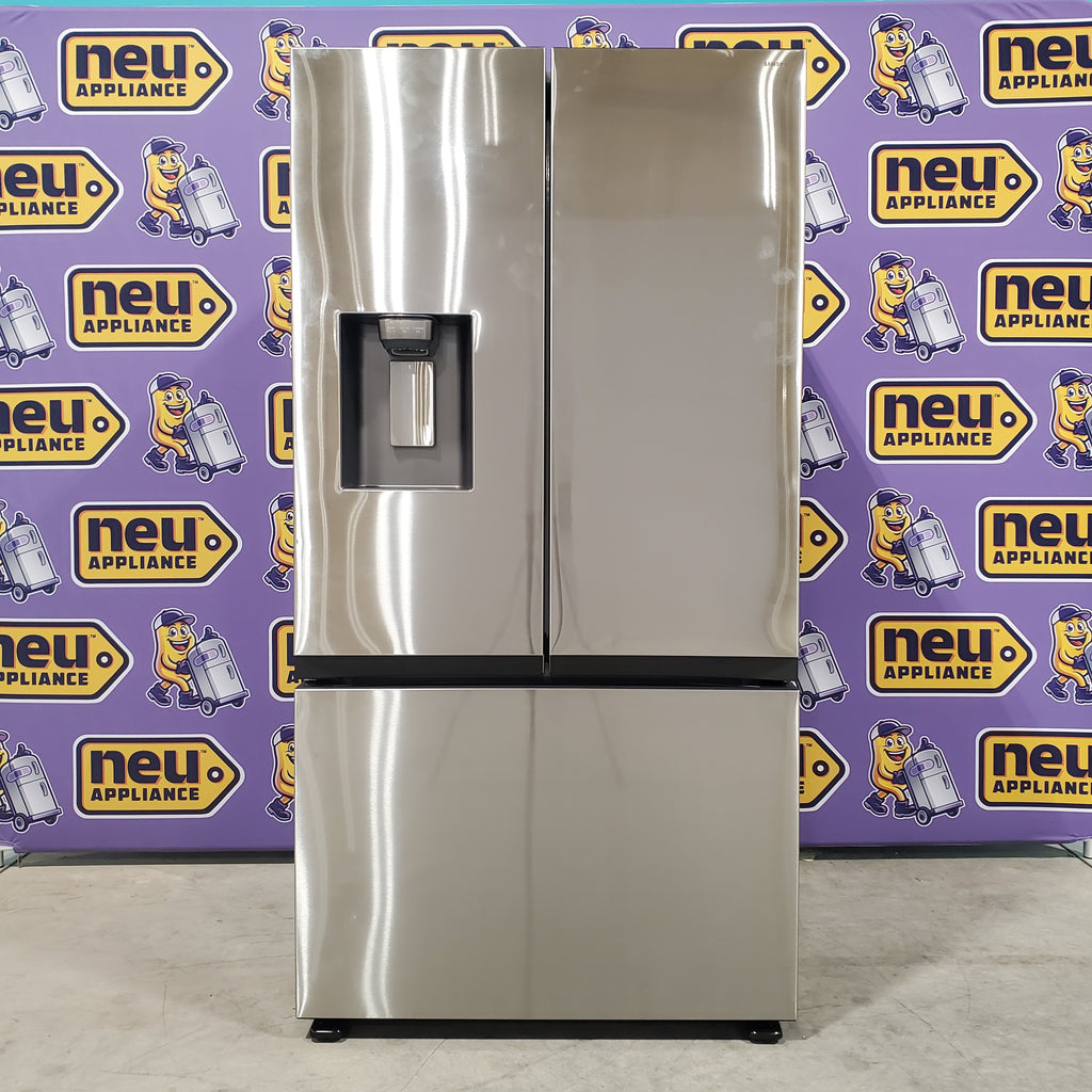 Pictures of Samsung Stainless Steel 31 cu. ft. Mega Capacity 3-Door French Door Refrigerator with External Water and Ice Dispenser RF32CG5B10SR - Scratch & Dent - Minor - Neu Appliance Outlet - Discount Appliance Outlet in Austin, Tx