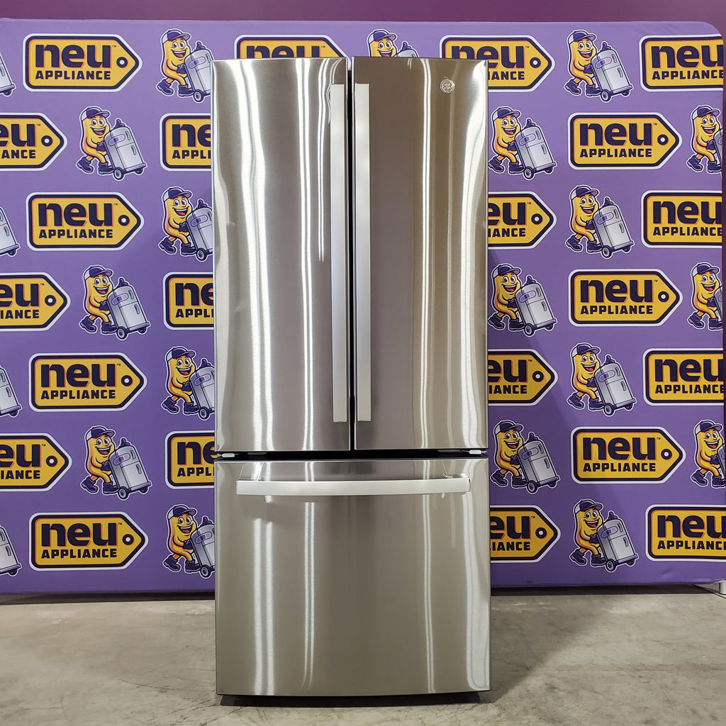 Pictures of 30 Inch Wide GE® ENERGY STAR® 20.8 Cu. Ft. French-Door Refrigerator with Icemaker and Advanced Water Filtration GNE21FYKFS - Open Box - Neu Appliance Outlet - Discount Appliance Outlet in Austin, Tx