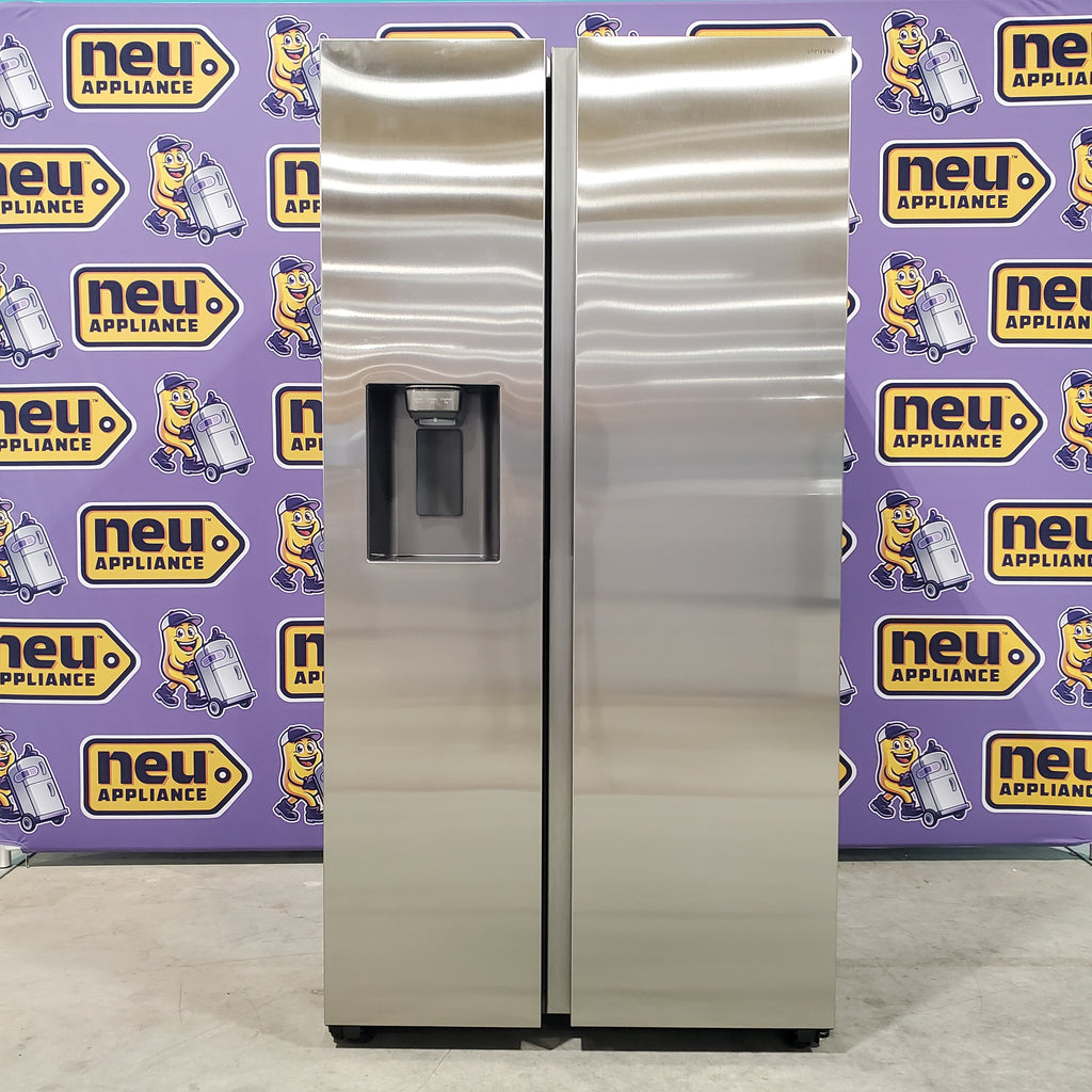 Pictures of Samsung Stainless Steel Large Capacity Side-by-Side 27.4 Cu. Ft. Refrigerator with Ice and Water Dispenser and LED Lighting RS27T5200SR - Open Box - Neu Appliance Outlet - Discount Appliance Outlet in Austin, Tx