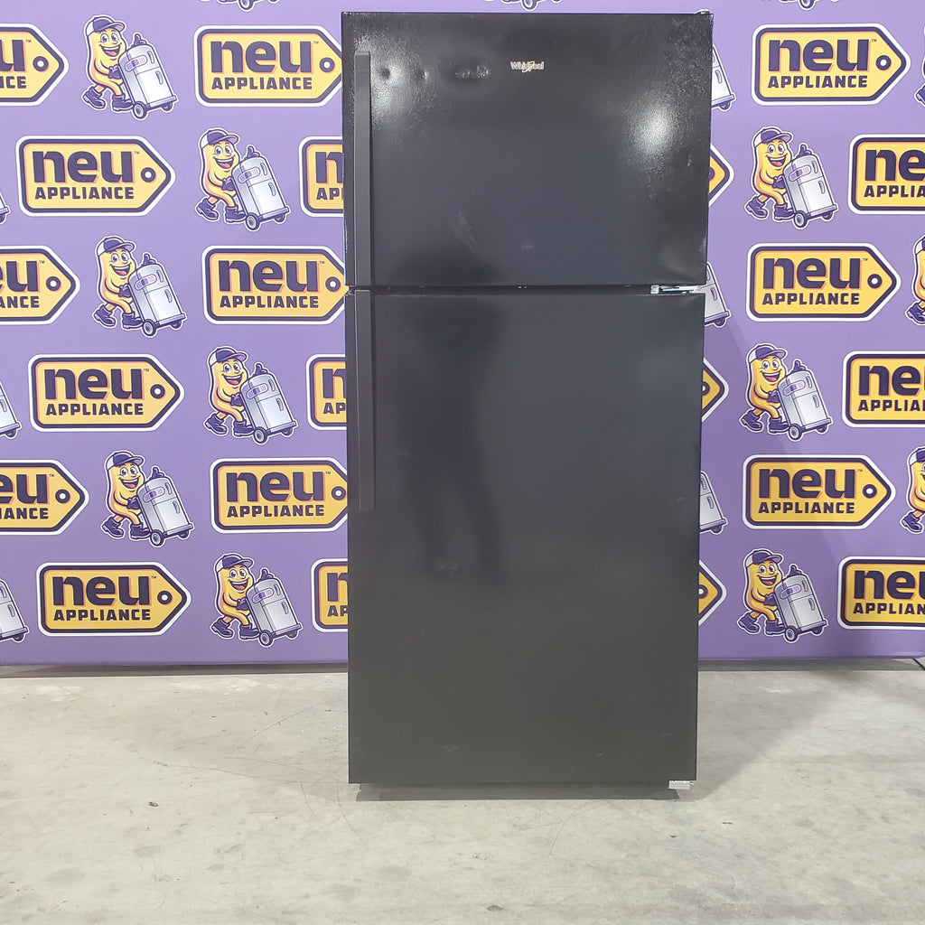 Pictures of Whirlpool 18.2-cu ft Top-Freezer Refrigerator with Ice Maker (Black)-WRT318FMDB-Scratch and Dent(Moderate) - Neu Appliance Outlet - Discount Appliance Outlet in Austin, Tx
