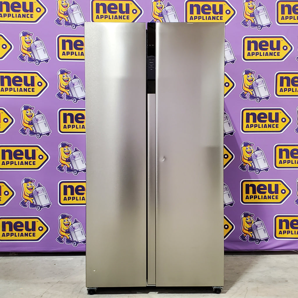 Pictures of Frigidaire 21 Cu. Ft. Counter-Depth Side-by-Side Refrigerator in Fingerprint-Resistant Stainless Steel - 3SD430 - FRSG2115AV - Scratch & Dent (Moderate) - Neu Appliance Outlet - Discount Appliance Outlet in Austin, Tx