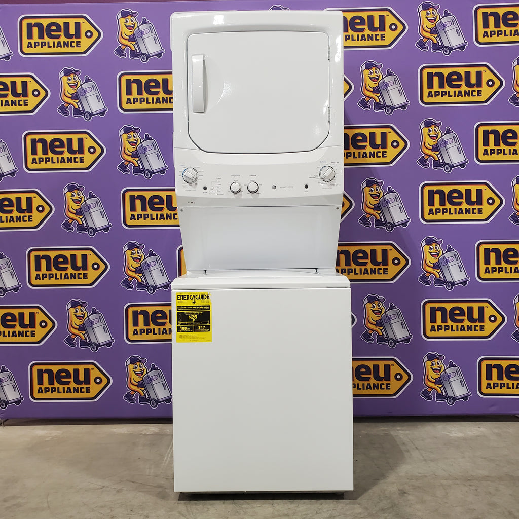 Pictures of GE Unitized Spacemaker® 3.8 cu. ft. Capacity Washer with Stainless Steel Basket and 5.9 cu. ft. Capacity Electric Dryer GUD27ESSMWW - Open Box - Neu Appliance Outlet - Discount Appliance Outlet in Austin, Tx