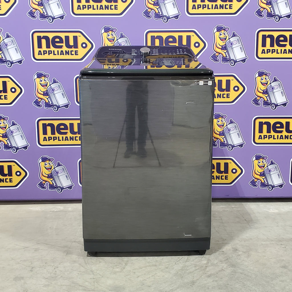 Pictures of Samsung 5.5 cu.ft. Extra-Large Capacity Smart Top Load Washer with Super Speed Wash in Brushed Black WA55CG7100AVUS - Scratch & Dent (Minor) - Neu Appliance Outlet - Discount Appliance Outlet in Austin, Tx