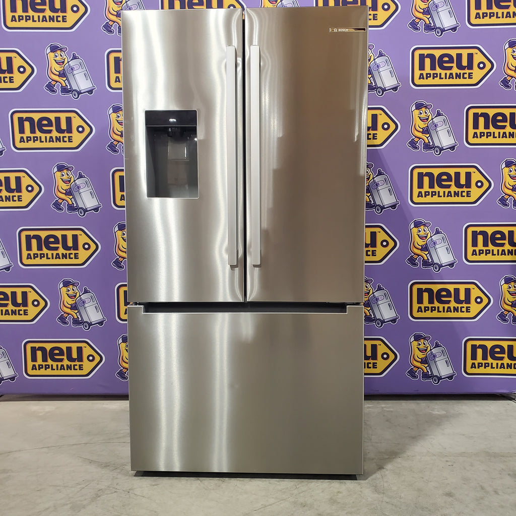 Pictures of Bosch Fastest Ice Maker Standard-Depth 300 Series 26-cu ft 3 -Door Smart Compatible French Door Refrigerator with Ice Maker with Water and Ice Dispenser in Stainless Steel 3SD669 - B36FD31ENS - Open Box - Neu Appliance Outlet - Discount Appliance Outlet in Austin, Tx