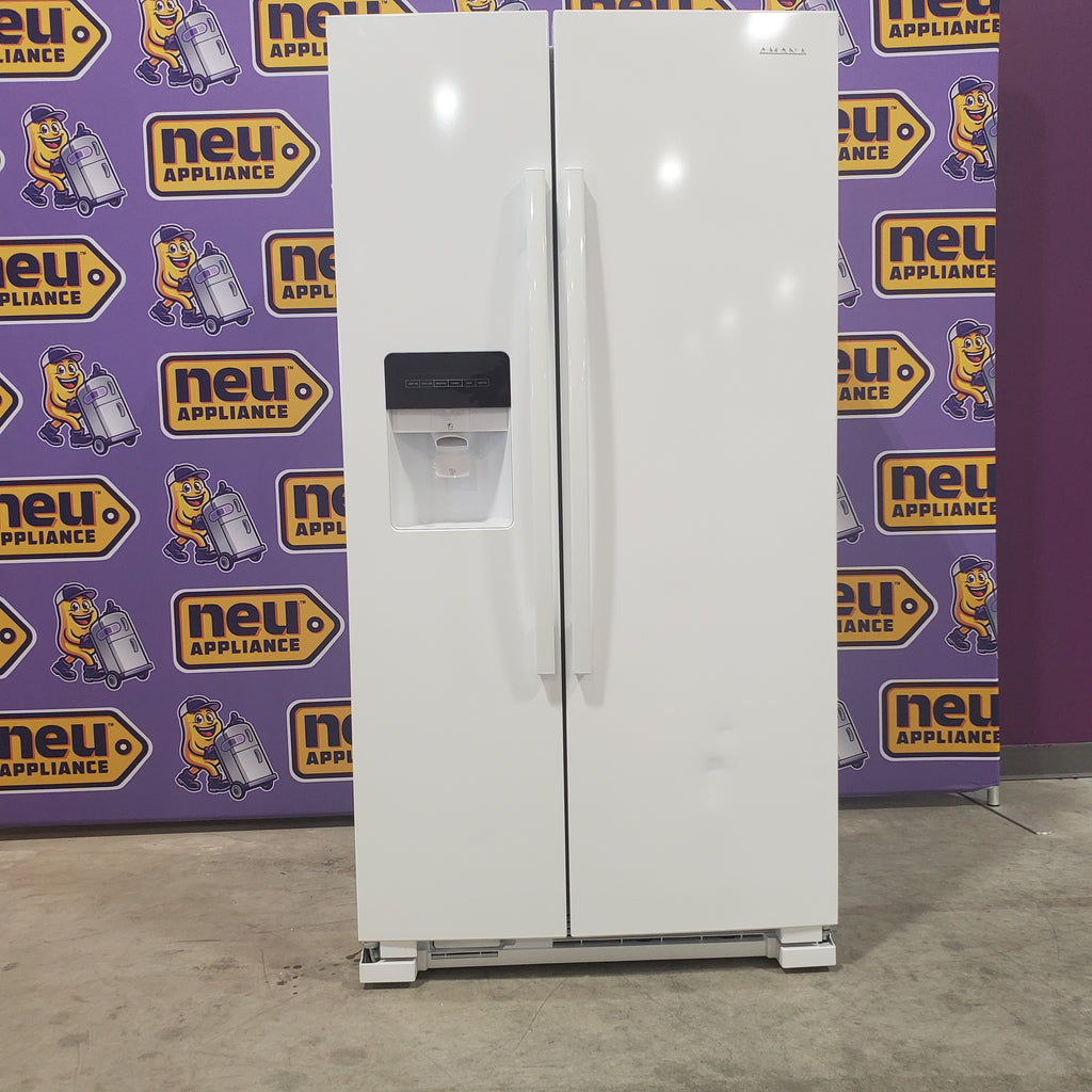 Pictures of Amana White 36 Inch Side by Side 24.6 Cu. Ft. Counter Depth Refrigerator with Dual Pad External Ice Dispenser and Water Dispenser ASI2575GRW - Scratch and Dent (Minor) - Neu Appliance Outlet - Discount Appliance Outlet in Austin, Tx