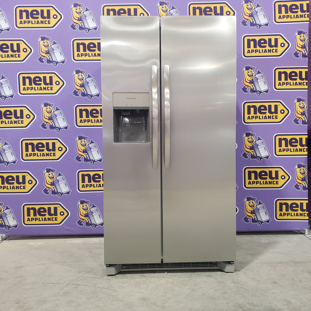 Pictures of Frigidaire 25.6-cu ft ENERGY STAR Side-by-Side Refrigerator with Ice Maker in Fingerprint Resistant Stainless Steel - 3SD675 - FRSS26L3AF - Scratch and Dent (Minor) - Neu Appliance Outlet - Discount Appliance Outlet in Austin, Tx