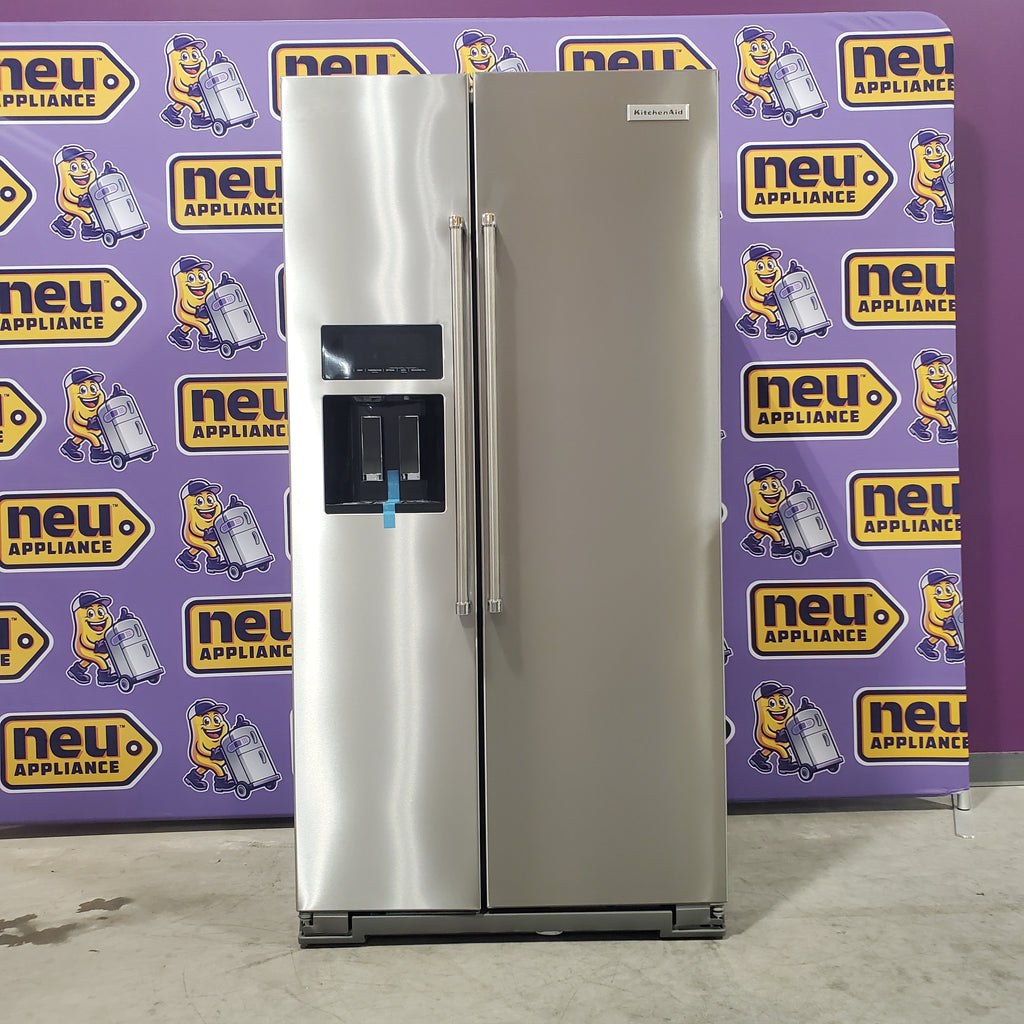 Pictures of KitchenAid 22.6-cu ft Counter-depth Side-by-Side Refrigerator with Ice Maker (Stainless Steel with Printshield Finish)-KRSC703HPS-Open Box - Neu Appliance Outlet - Discount Appliance Outlet in Austin, Tx