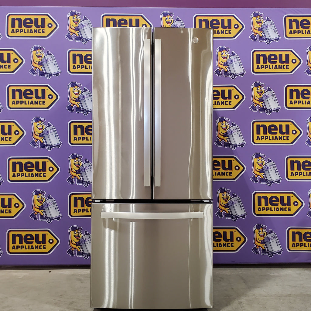 Pictures of GE® ENERGY STAR® 30" Wide 20.8 Cu. Ft. French-Door Refrigerator with Icemaker and Advanced Water Filtration GNE21FYKFS - Scratch & Dent (Minor) - Neu Appliance Outlet - Discount Appliance Outlet in Austin, Tx
