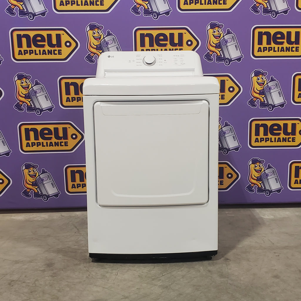 Pictures of LG White Top Load 4.5 Cu. Ft. Washer with NeveRust Drum and TurboDrum Technology WT7000CW - Certified Refurbished and LG 7.3 Cu. Ft. Electric Rear Control Ultra Large Capacity Dryer in White with Sensor Dry 16037 - DLE6100W - Certified Refurbished - Neu Appliance Outlet - Discount Appliance Outlet in Austin, Tx