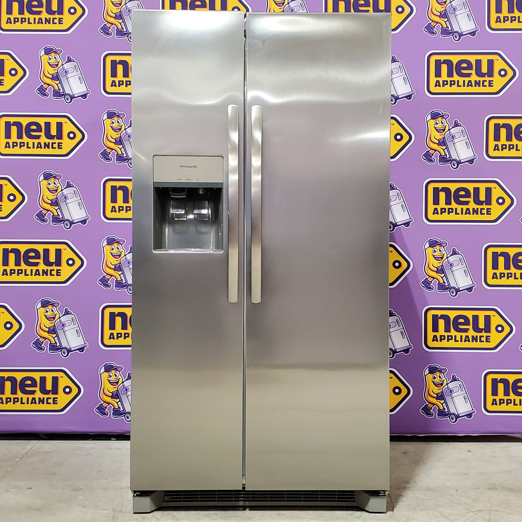 Pictures of Frigidaire 25.6-cu ft ENERGY STAR Side-by-Side Refrigerator with Ice Maker in Fingerprint Resistant Stainless Steel 3SD673 - FRSS26L3AF - Scratch and Dent (Minor) - Neu Appliance Outlet - Discount Appliance Outlet in Austin, Tx