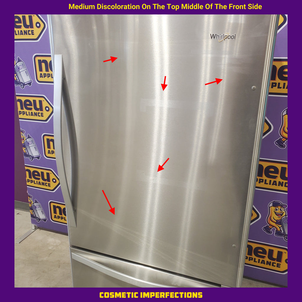 Pictures of Whirlpool 22.07-cu ft Bottom-Freezer Refrigerator with Ice Maker (Stainless Steel) ENERGY STAR-WRB322DMBM-Scratch and Dent(Moderate) - Neu Appliance Outlet - Discount Appliance Outlet in Austin, Tx