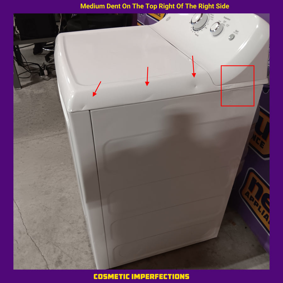 GE White Top Load 4.0 Cu. Ft. Capacity Washer with Stainless Steel Wash Basket GTW325ASWWW - Scratch & Dent (Moderate) and GE 7.2 cu. ft. Capacity Aluminized Alloy Drum Electric Dryer 16292 - GTD33EASKWW - Certified Refurbished