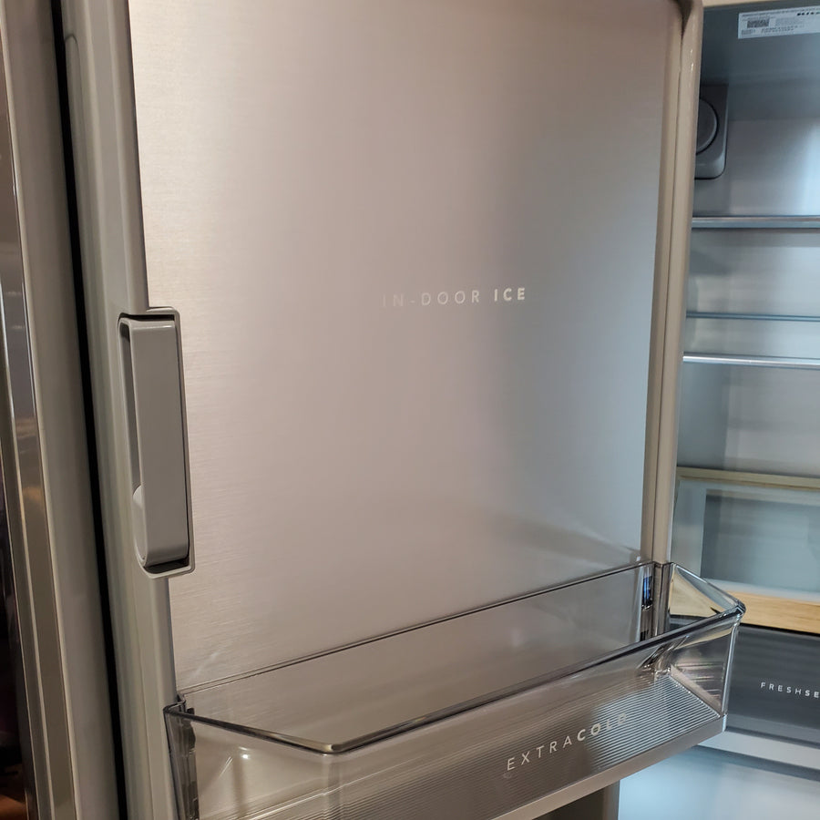 KitchenAid 36 in. 29 cu. ft. Standard Depth French Door Refrigerator in PrintShield Stainless with FreshChill Full-Width Drawer KRMF436SPS - Open Box