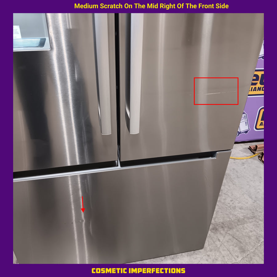 Bosch Fastest Ice Maker Standard-Depth 300 Series 26-cu ft 3-Door Smart Compatible French Door Refrigerator with Ice Maker with Water and Ice Dispenser in Stainless Steel B36FD31ENS - Scratch & Dent (Major)