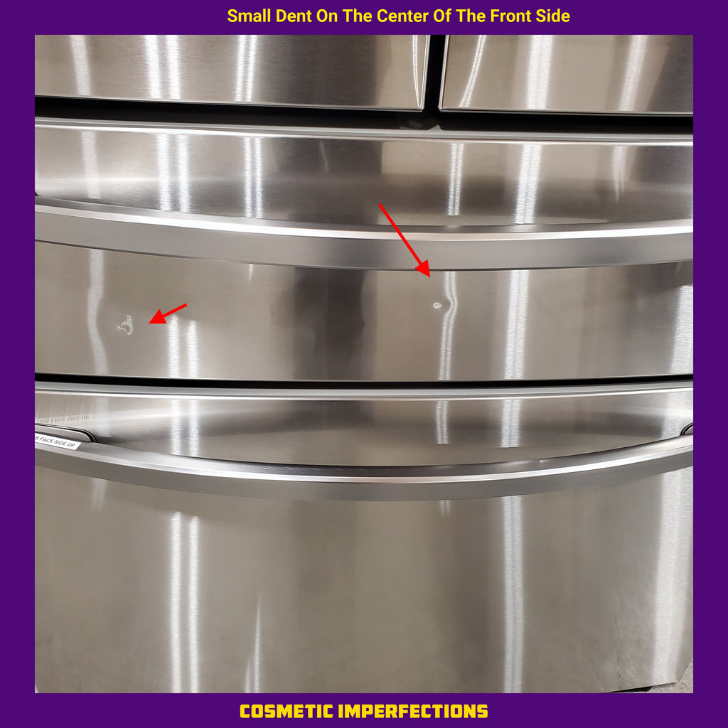 Pictures of Samsung 28-cu ft 4-Door ENERGY STAR Smart French Door Refrigerator with Ice Maker in Fingerprint Resistant Stainless Steel 4SD423 - RF28R7201SR - Scratch and Dent (Minor) - Neu Appliance Outlet - Discount Appliance Outlet in Austin, Tx