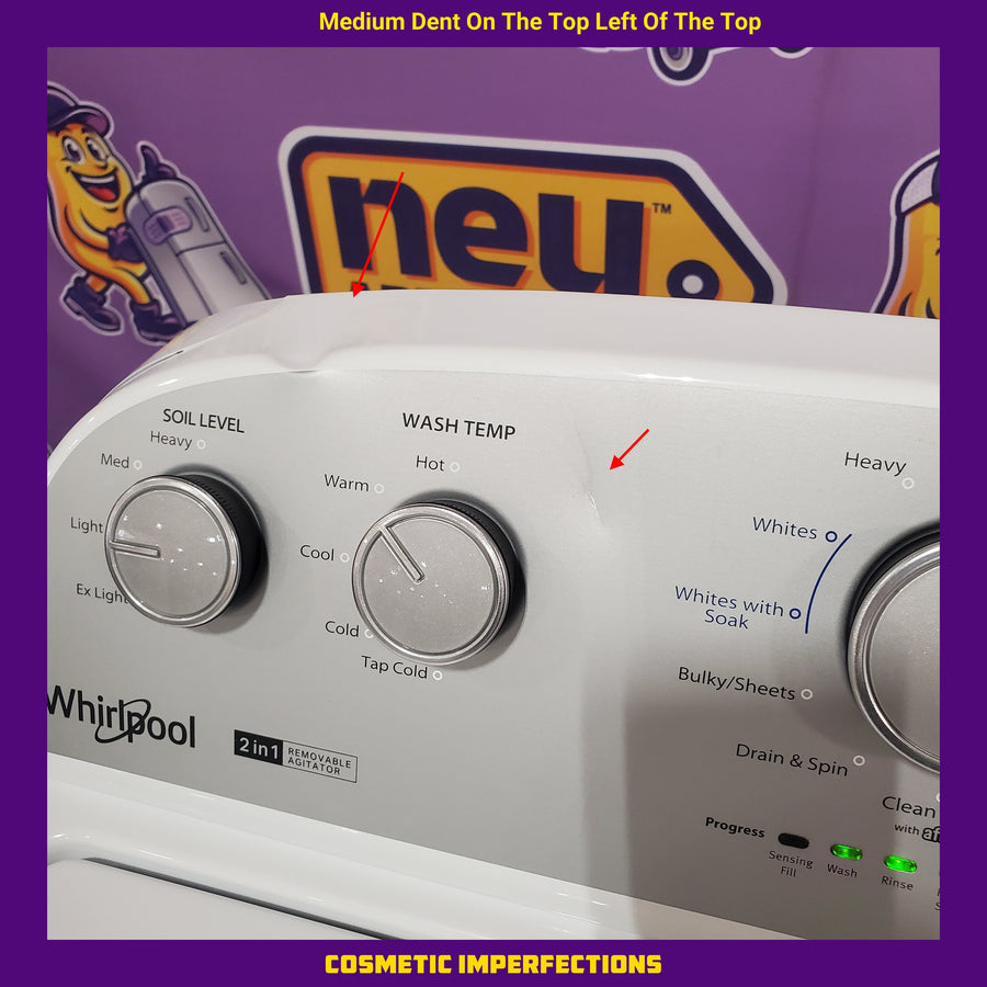 Whirlpool Top Load 3.8 Cu. Ft. Washer with Removable Agitator in White WTW4957PW - Certified Refurbished and Whirlpool 7-cu ft Electric Dryer in White WED5000DW - Certified Refurbished