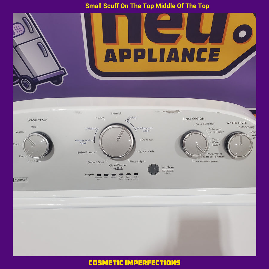 Whirlpool 3.8–3.9 Cu. Ft. Top Load Washer with 2 in 1 Removable Agitator and Soil Level Selection WTW4957PW - Certified Refurbished and Whirlpool 7-cu ft Vented Electric Dryer WED4815EW - Certified Refurbished
