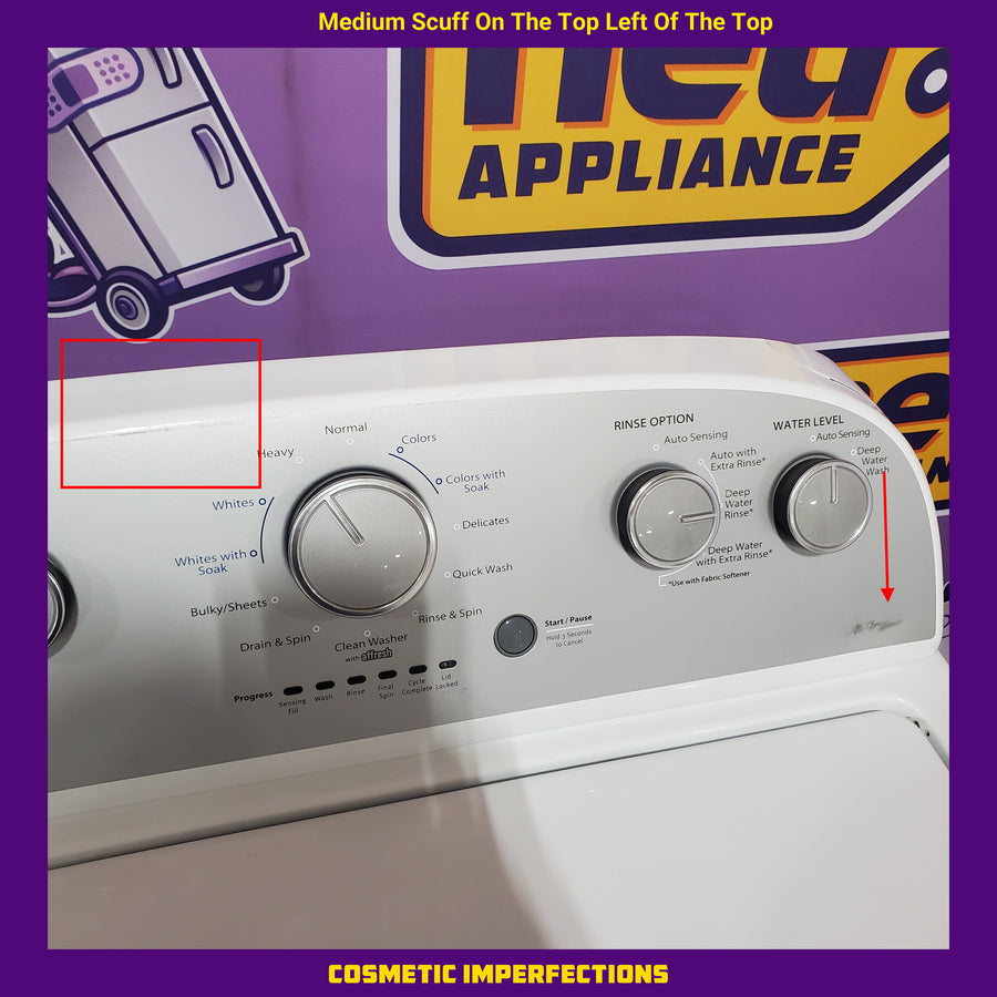 Whirlpool 3.8–3.9 Cu. Ft. Top Load Washer with 2 in 1 Removable Agitator and Soil Level Selection WTW4957PW - Certified Refurbished and Whirlpool 7-cu ft Vented Electric Dryer WED4815EW - Certified Refurbished