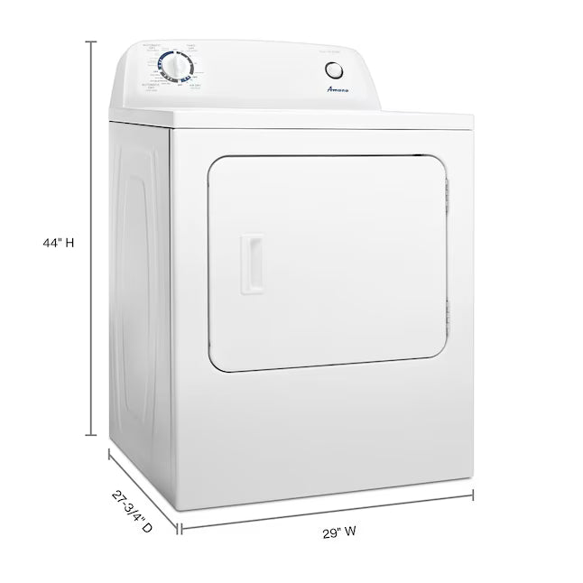 Amana 6.5 Cu. Ft. Electric Dryer with Wrinkle Shield Option and Automatic Dryness Control in White 22137SD373 - NED4655EW - Open Box