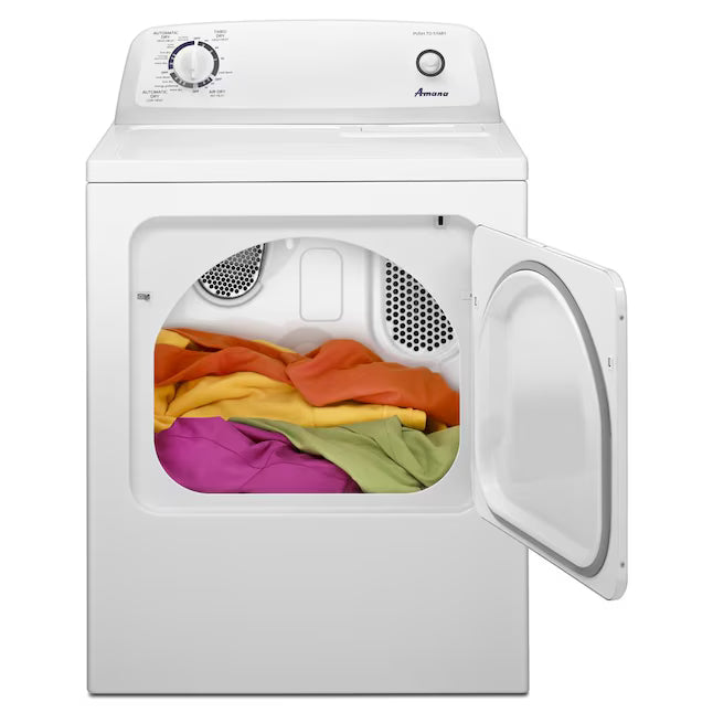 Amana 6.5 Cu. Ft. Electric Dryer with Wrinkle Shield Option and Automatic Dryness Control in White 22137SD373 - NED4655EW - Open Box
