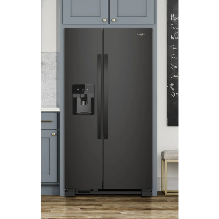 Whirlpool 21.4 cu. ft. Side by Side Refrigerator in Black WRS321SDHB -Scratch & Dent (Major)