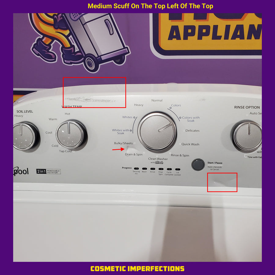 Whirlpool 3.8–3.9 Cu. Ft. Top Load Washer with 2 in 1 Removable Agitator and Soil Level Selection WTW4957PW - Certified Refurbished and Whirlpool 7-cu ft Vented Electric Dryer WGD4815EW - Open Box (Copy)
