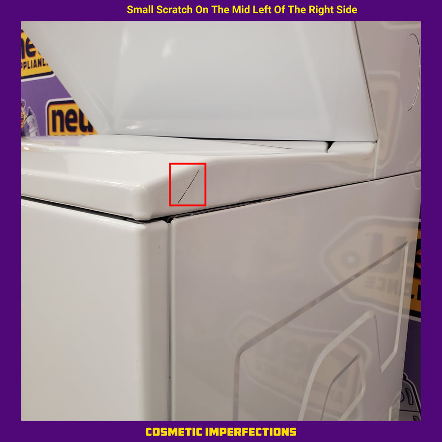 GE 24 in. Spacemaker 2.3 cu. ft. Washer and 4.4 cu. ft. Gas Laundry Center with Stainless Steel Wash Basket GUD24GSSMWW - Scratch & Dent (Minor)