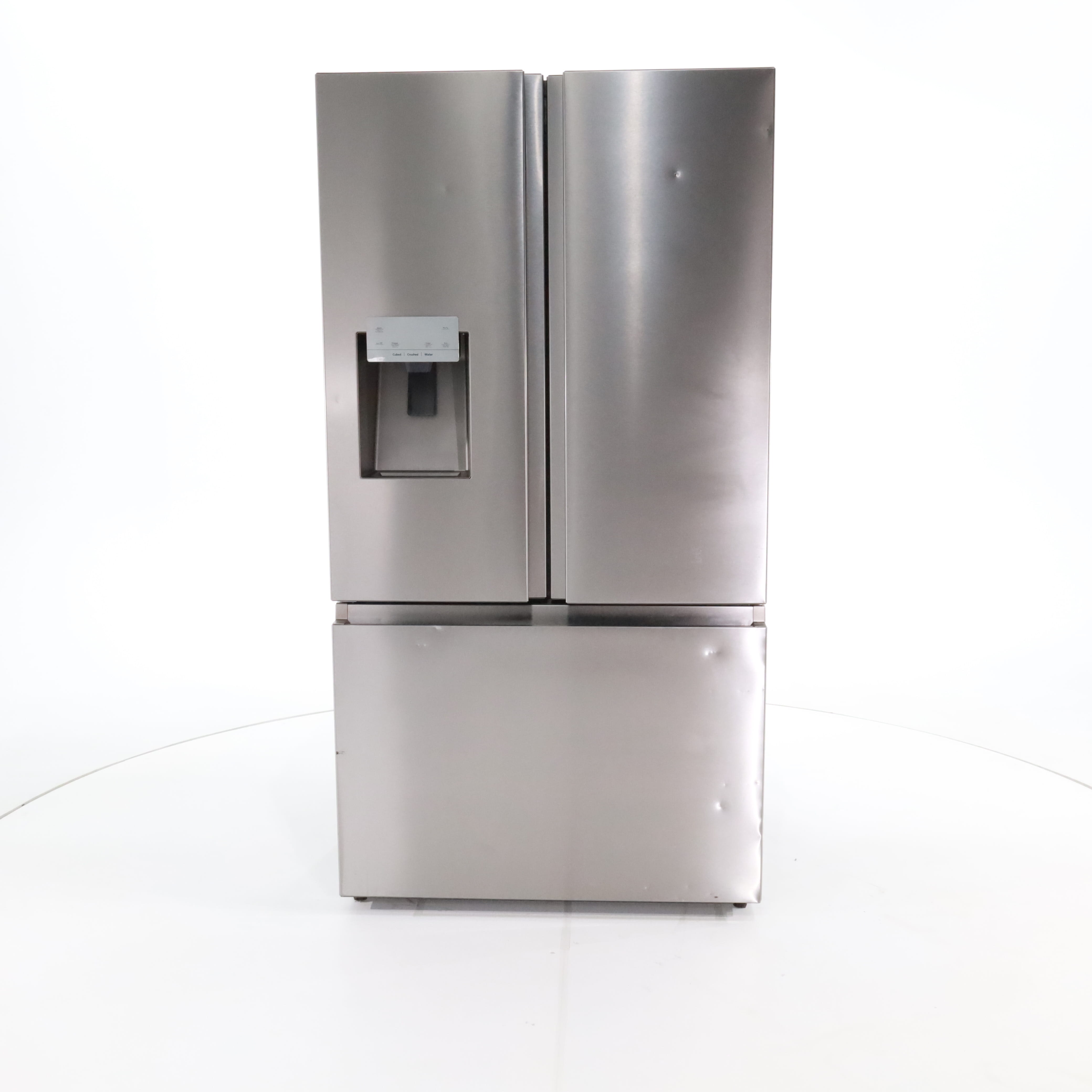 Pictures of Fingerprint Resistant Stainless Steel ENERGY STAR Hisense 25.4 cu. ft. 3 Door Refrigerator with Water and Ice Dispenser- Scratch & Dent - Moderate - Neu Appliance Outlet - Discount Appliance Outlet in Austin, Tx