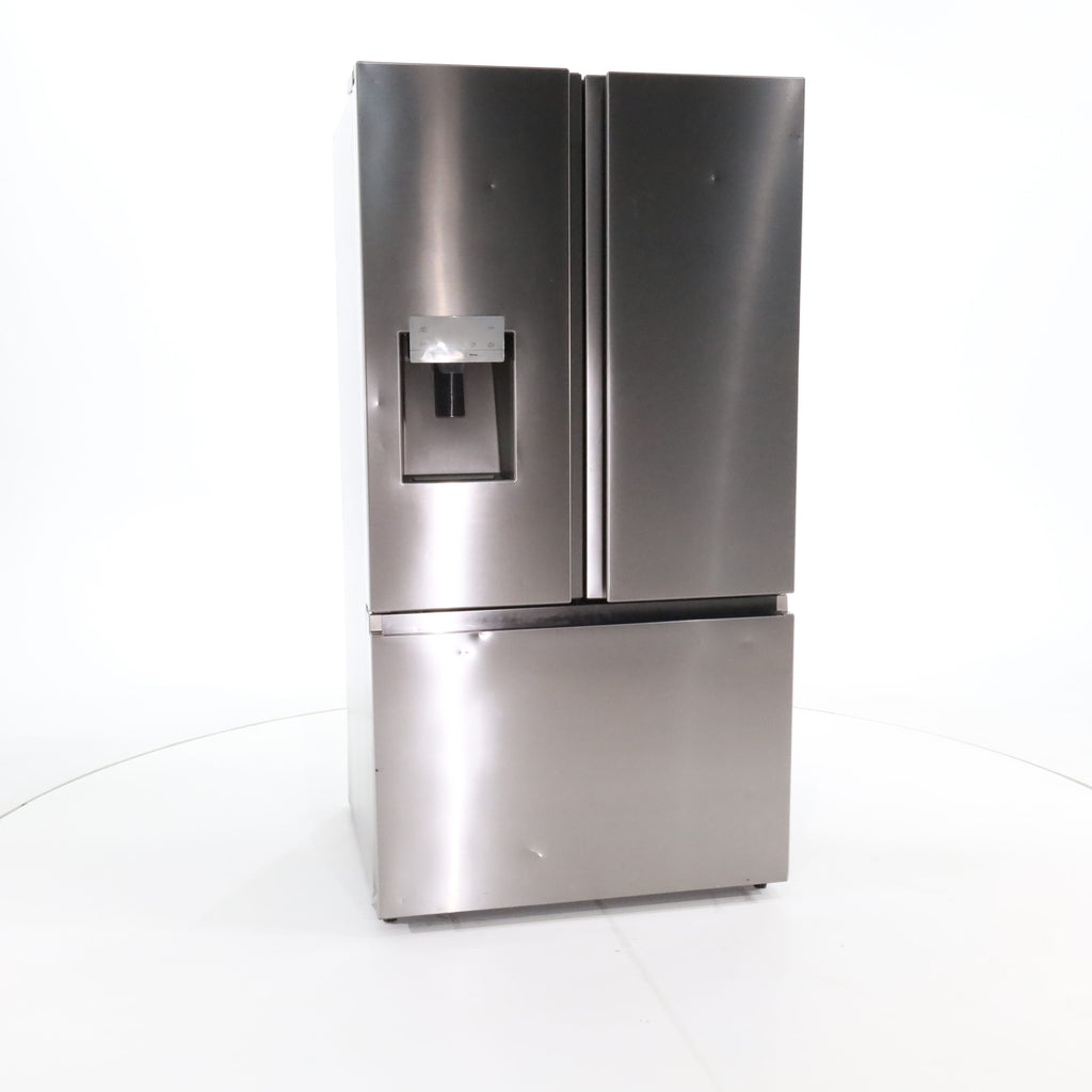 Pictures of Fingerprint Resistant Stainless Steel ENERGY STAR Hisense 25.4 cu. ft. 3 Door Refrigerator with Water and Ice Dispenser- Scratch & Dent - Moderate - Neu Appliance Outlet - Discount Appliance Outlet in Austin, Tx