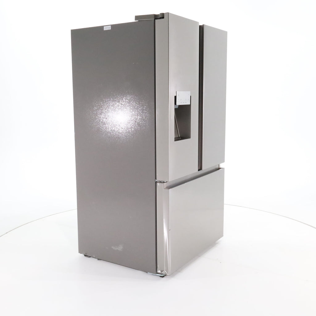 Pictures of Fingerprint Resistant Stainless Steel ENERGY STAR Hisense 25.4 cu. ft. 3 Door Refrigerator with Water and Ice Dispenser- Scratch & Dent - Moderate - Neu Appliance Outlet - Discount Appliance Outlet in Austin, Tx