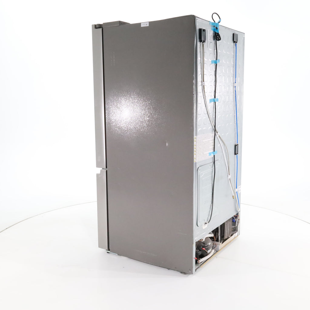 Pictures of Fingerprint Resistant Stainless Steel ENERGY STAR Hisense 25.4 cu. ft. 3 Door Refrigerator with Water and Ice Dispenser- Scratch & Dent - Moderate - Neu Appliance Outlet - Discount Appliance Outlet in Austin, Tx