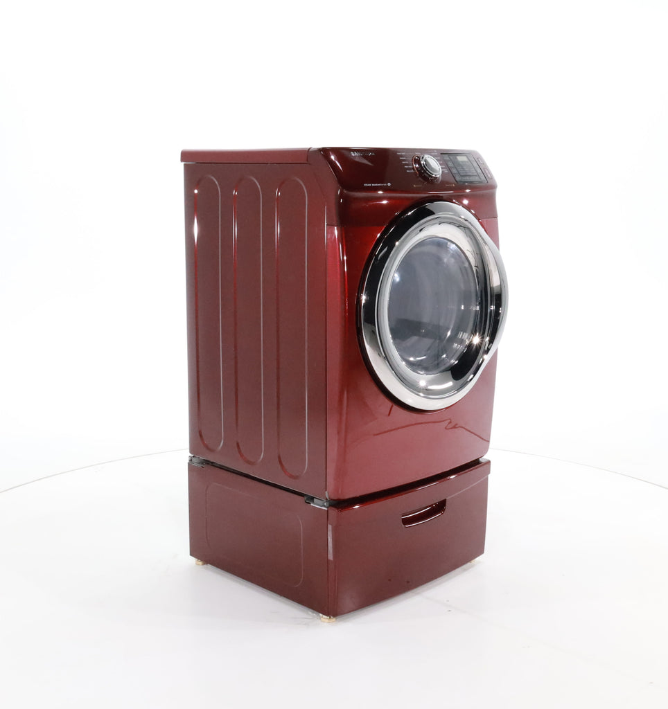 Pictures of HE Merlot Samsung 7.2 cu. ft. Electric Steam Dryer With Moisture Sensor-Dry Technology on Pedestal- Certified Refurbished - Neu Appliance Outlet - Discount Appliance Outlet in Austin, Tx