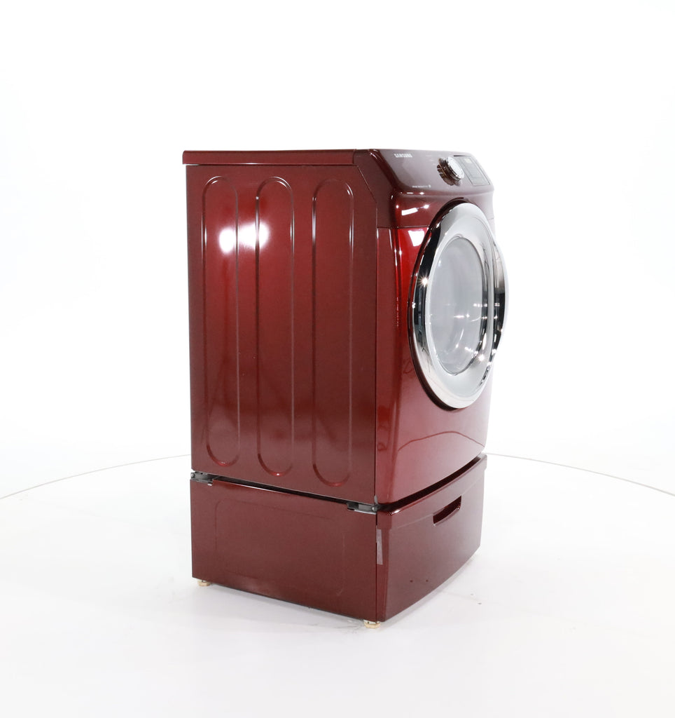 Pictures of HE Merlot Samsung 7.2 cu. ft. Electric Steam Dryer With Moisture Sensor-Dry Technology on Pedestal- Certified Refurbished - Neu Appliance Outlet - Discount Appliance Outlet in Austin, Tx