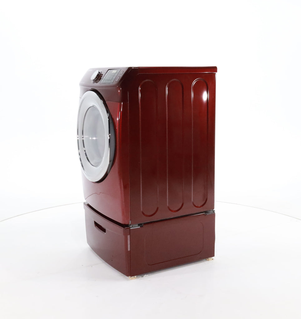 Pictures of HE Merlot Samsung 7.2 cu. ft. Electric Steam Dryer With Moisture Sensor-Dry Technology on Pedestal- Certified Refurbished - Neu Appliance Outlet - Discount Appliance Outlet in Austin, Tx