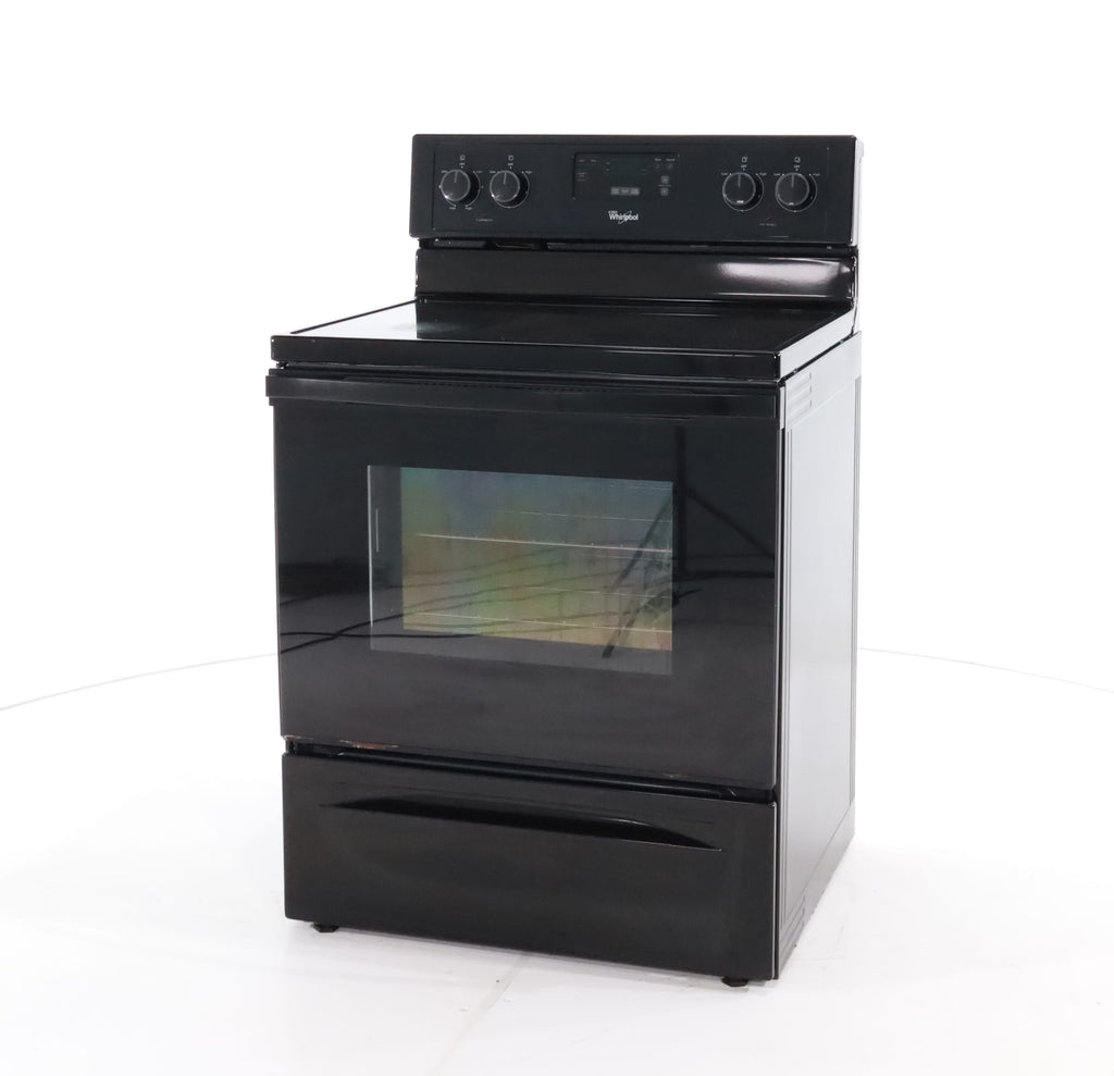 Pictures of Black Whirlpool 4.8 cu. ft. 4 Heating Element Freestanding Electric Range with Custom Broil- Certified Refurbished - Neu Appliance Outlet - Discount Appliance Outlet in Austin, Tx
