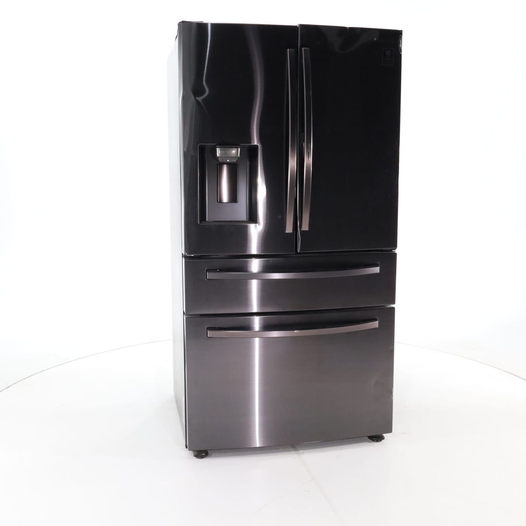 Pictures of Fingerprint-Resistant Black Stainless Steel ENERGY STAR Samsung 27.8 cu. ft. 4 Door French Door Refrigerator with Door-in-Door - Scratch & Dent - Major - Neu Appliance Outlet - Discount Appliance Outlet in Austin, Tx