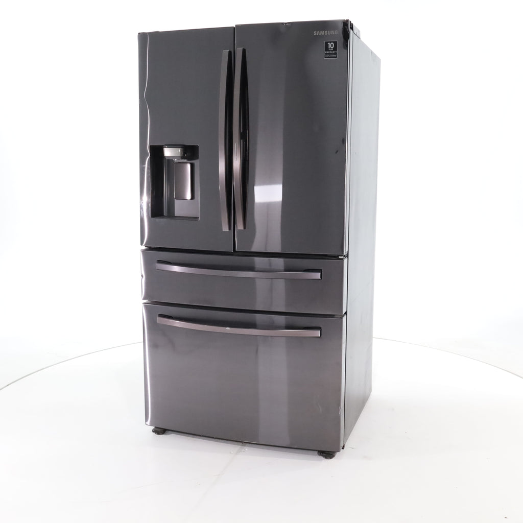 Pictures of Fingerprint-Resistant Black Stainless Steel ENERGY STAR Samsung 27.8 cu. ft. 4 Door French Door Refrigerator with Door-in-Door - Scratch & Dent - Major - Neu Appliance Outlet - Discount Appliance Outlet in Austin, Tx