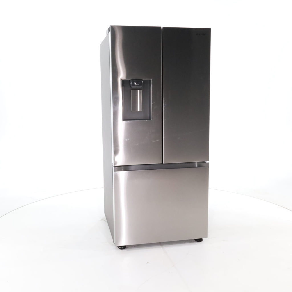 Pictures of 30 in. Fingerprint Resistant Stainless Steel ENERGY STAR Samsung 22 cu. ft. 3 Door French Door Refrigerator with Exterior Water and Ice Dispenser - Scratch & Dent - Minor - Neu Appliance Outlet - Discount Appliance Outlet in Austin, Tx