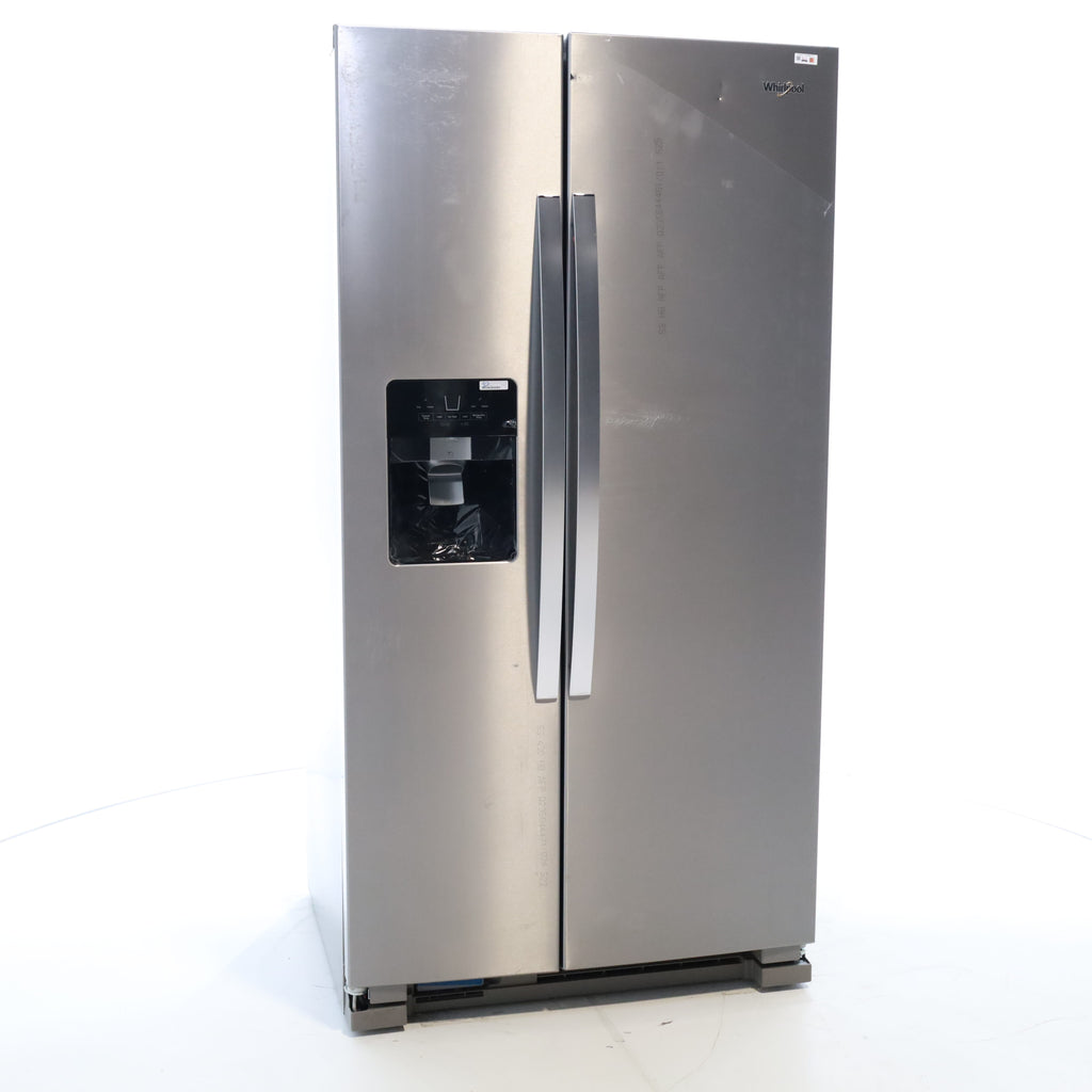 Pictures of Fingerprint-Resistant Stainless Steel Whirlpool 24.5 cu. ft. Side by Side Refrigerator with In Door Ice and Water Dispenser - Scratch & Dent - Minor - Neu Appliance Outlet - Discount Appliance Outlet in Austin, Tx