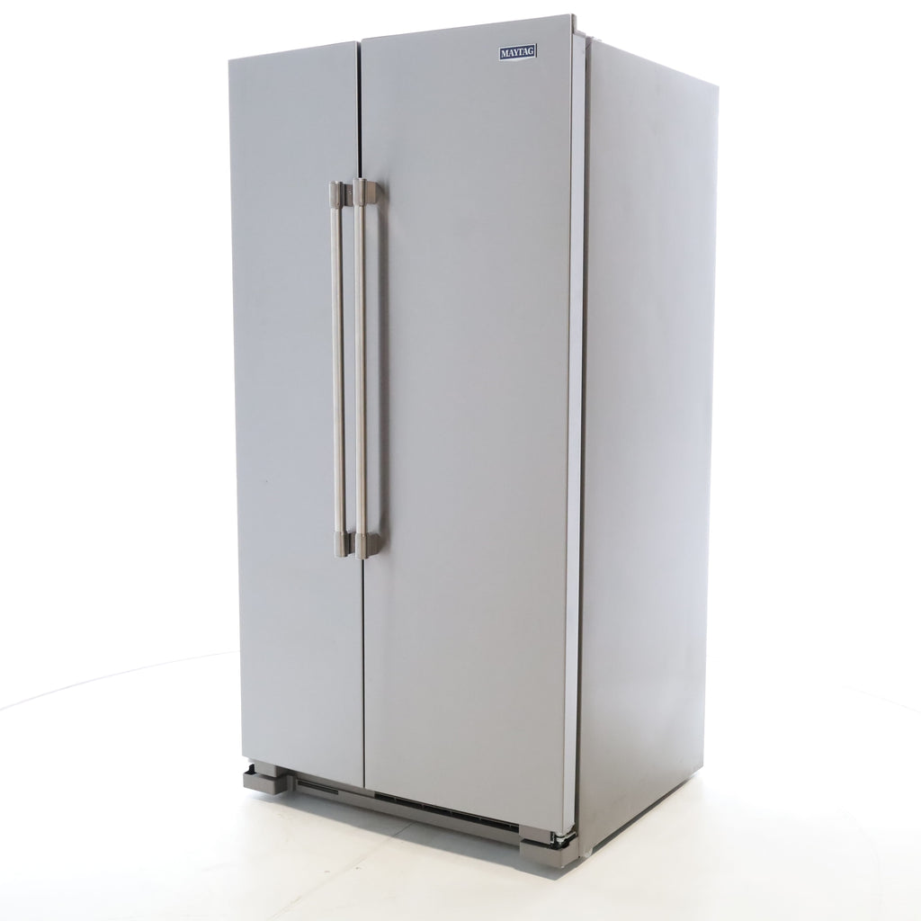 Pictures of Fingerprint Resistant Stainless Steel Maytag 24.9 cu. ft. Side by Side Refrigerator with Non-Dispense Layout - Scratch & Dent - Minor - Neu Appliance Outlet - Discount Appliance Outlet in Austin, Tx