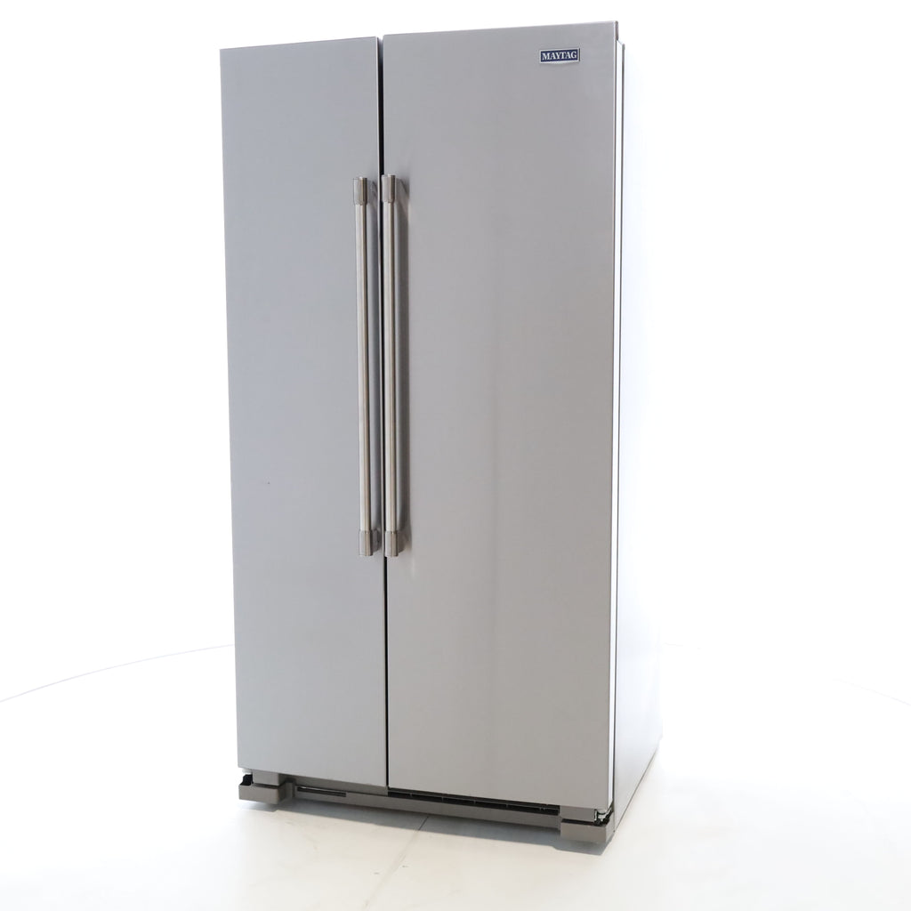 Pictures of Fingerprint Resistant Stainless Steel Maytag 24.9 cu. ft. Side by Side Refrigerator with Non-Dispense Layout - Scratch & Dent - Minor - Neu Appliance Outlet - Discount Appliance Outlet in Austin, Tx