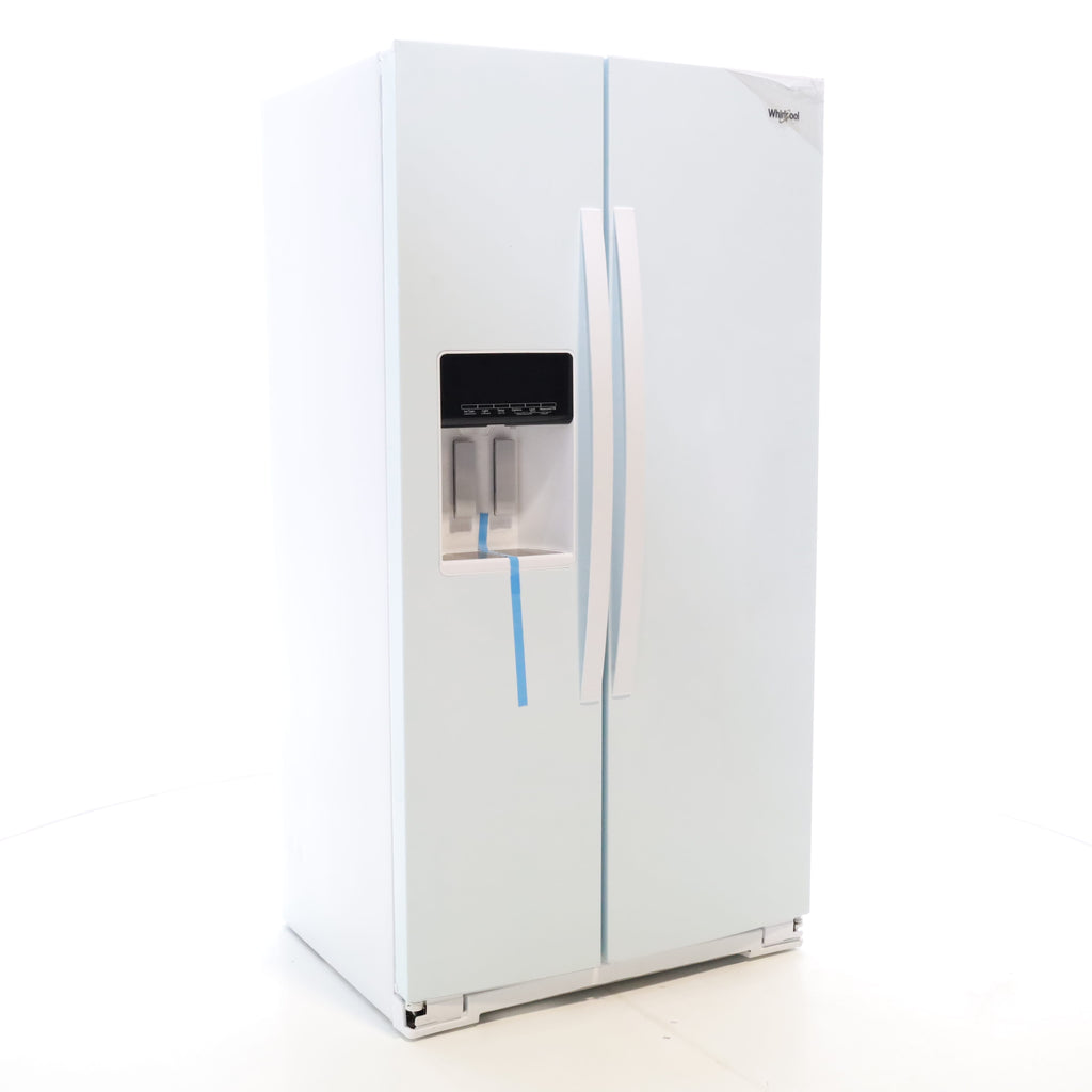 Pictures of Counter Depth White Whirlpool 20.6 cu. ft. Side by Side Refrigerator In Door Ice and Water Dispenser - Scratch & Dent - Minor - Neu Appliance Outlet - Discount Appliance Outlet in Austin, Tx