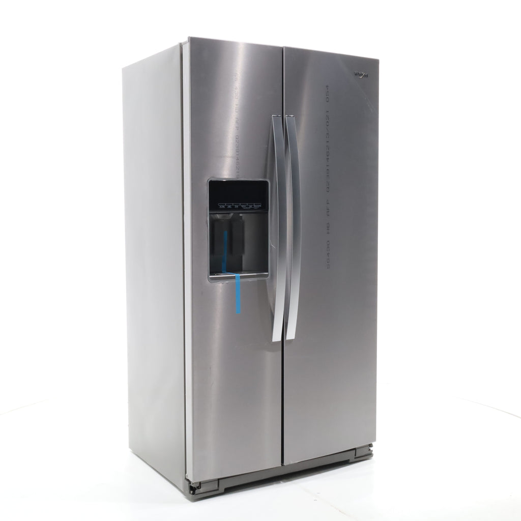 Pictures of Counter Depth Fingerprint-Resistant Stainless Steel Whirlpool 20.6 cu. ft. Side by Side Refrigerator In Door Ice and Water Dispenser - Open Box - Neu Appliance Outlet - Discount Appliance Outlet in Austin, Tx