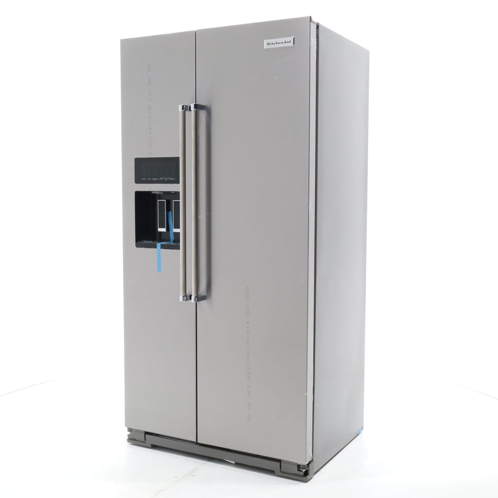 Pictures of Counter Depth PrintShield Stainless Steel KitchenAid 22.6 cu. ft. Side by Side Refrigerator with Exterior Water and Ice - Scratch & Dent - Moderate - Neu Appliance Outlet - Discount Appliance Outlet in Austin, Tx