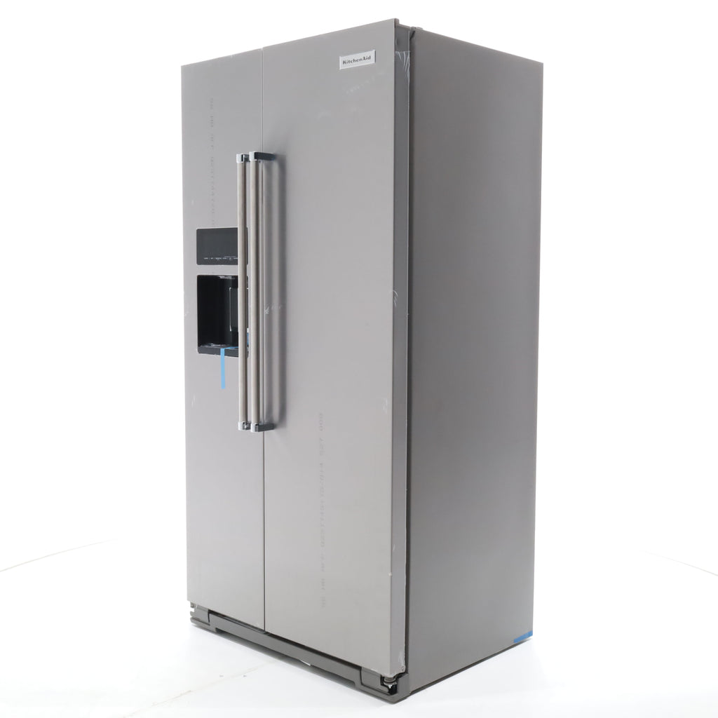 Pictures of Counter Depth PrintShield Stainless Steel KitchenAid 22.6 cu. ft. Side by Side Refrigerator with Exterior Water and Ice - Scratch & Dent - Moderate - Neu Appliance Outlet - Discount Appliance Outlet in Austin, Tx