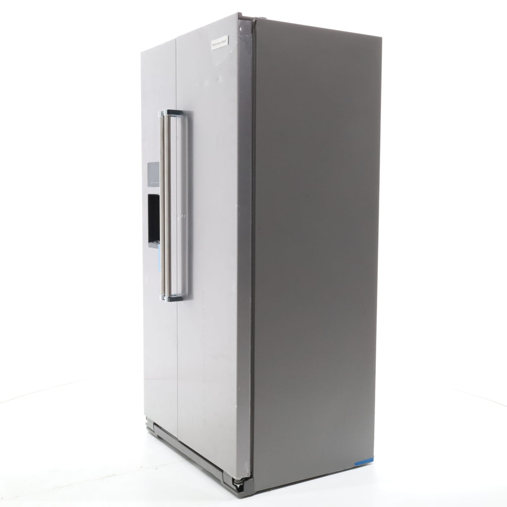 Pictures of Counter Depth PrintShield Stainless Steel KitchenAid 22.6 cu. ft. Side by Side Refrigerator with Exterior Water and Ice - Scratch & Dent - Moderate - Neu Appliance Outlet - Discount Appliance Outlet in Austin, Tx